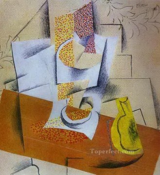  on - Composition Bowl of Fruit and Sliced Pear 1913 Pablo Picasso